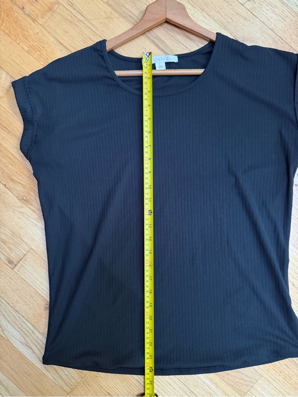 Everyday Black Ribbed Short Sleeve Tee - Picture 5 of 5